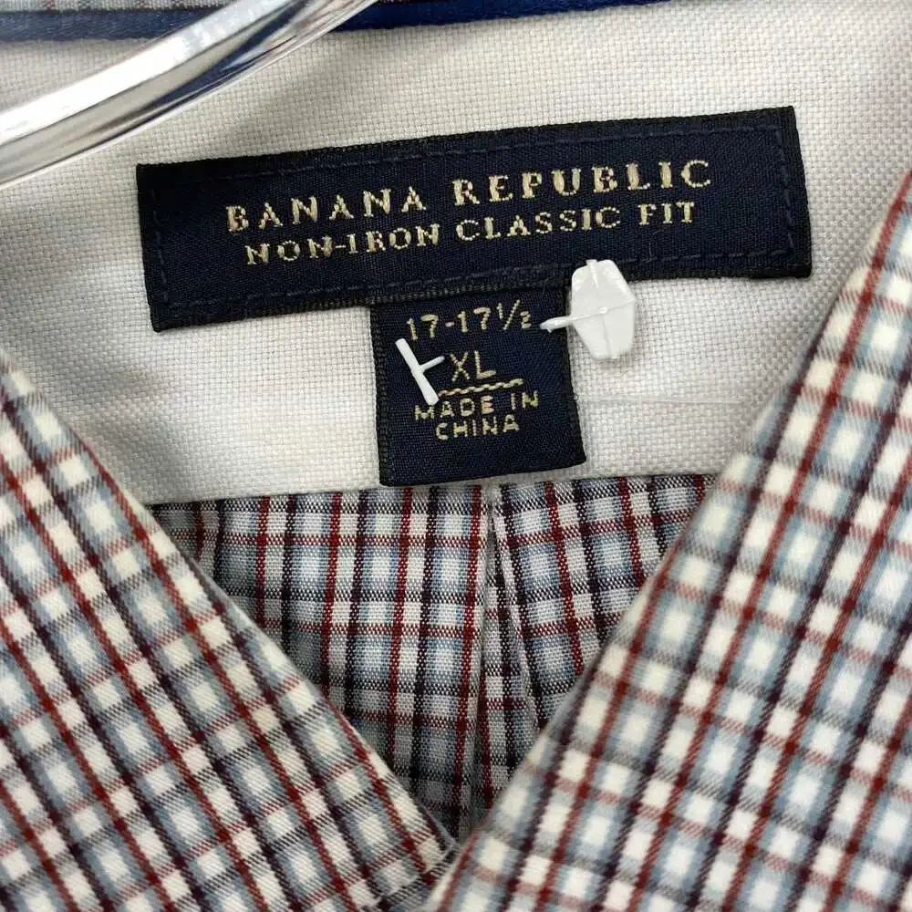 Banana Republic Blue Plaid Cotton Casual Button Down Shirt | XL